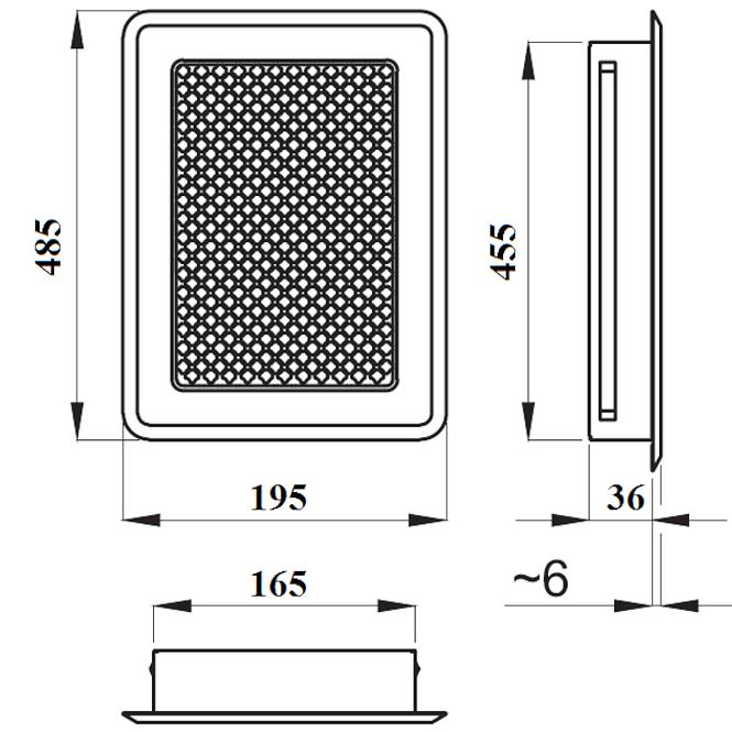 Vetracia mriežka K5-ML-B biely rám 195x485