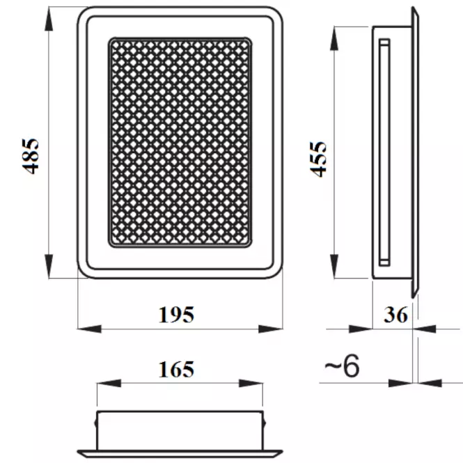 Vetracia mriežka K5-ML-B biely rám 195x485,2