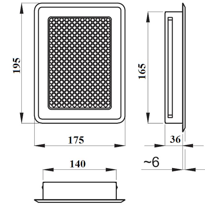 Mriežka  KRLZ2-ML-B  biela mriežka 175x195