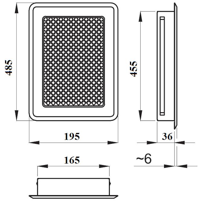 Mriežka  KRLZ5-ML-B  biela mriežka 195x485