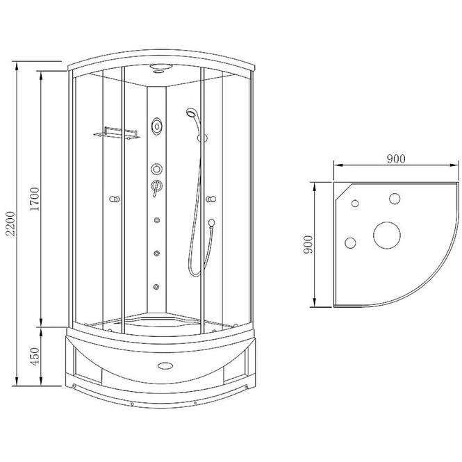 Hydromasážný box Delos 90/90/220