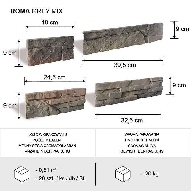 Betónový Obkladový Kameň Roma Gray