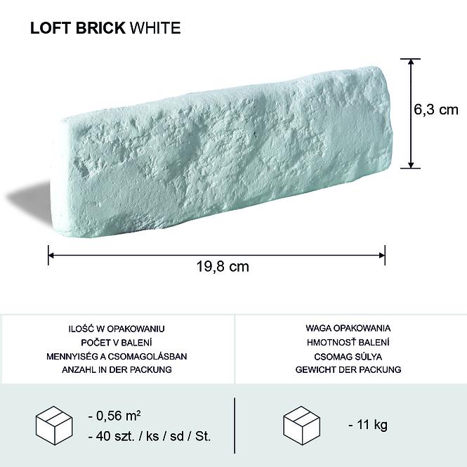 Betónový obkladový kameň Loft Brick biely