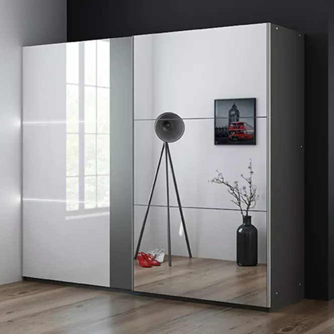 Skriňa Tunis 200 cm biela/fialová  Led,4