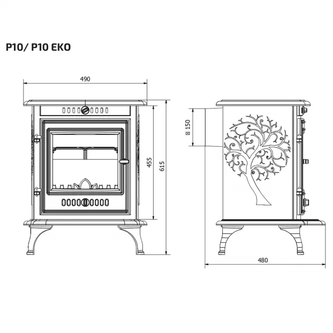 Krbové kachle  P10 6,8 Kw