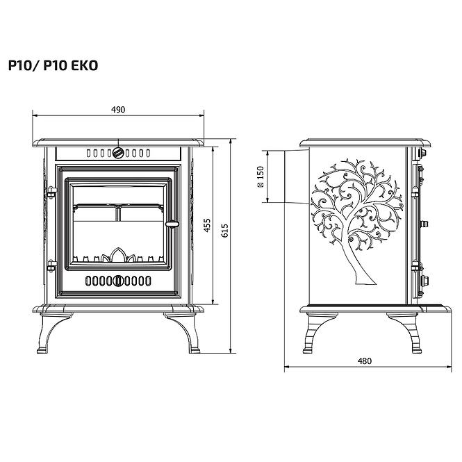 Krbové kachle  P10 6,8 Kw,2