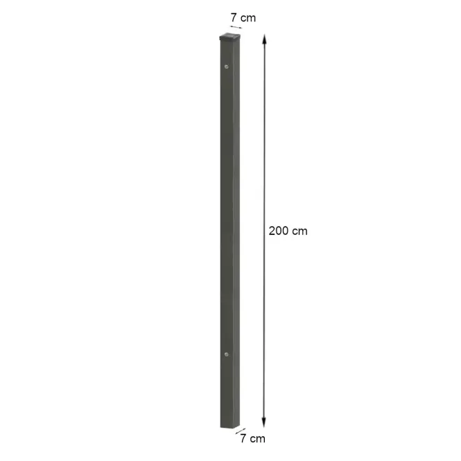 Stĺpik k bráne s nitovacou maticou 70x70 mm x 2 m ZN+RAL7016 štruktúra
