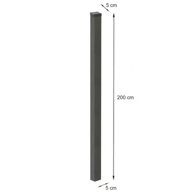 Plotový stĺpik 50 x 50 pozink + RAL 9005,4