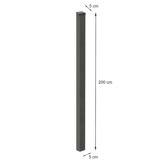 Plotový stĺpik 50x50 mm x 2 m ZN+RAL7016 štruktúra