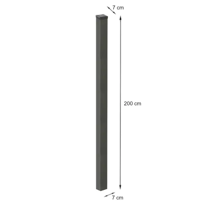 Hladký stĺpik 70x70 mm x 2 m ZN+RAL7016 štruktúra