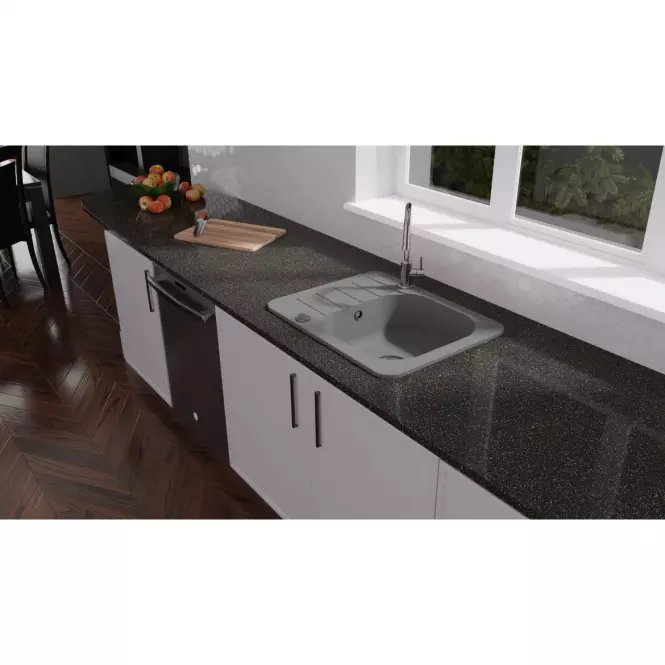 Granitový drez 1K 595x475 sivá,4