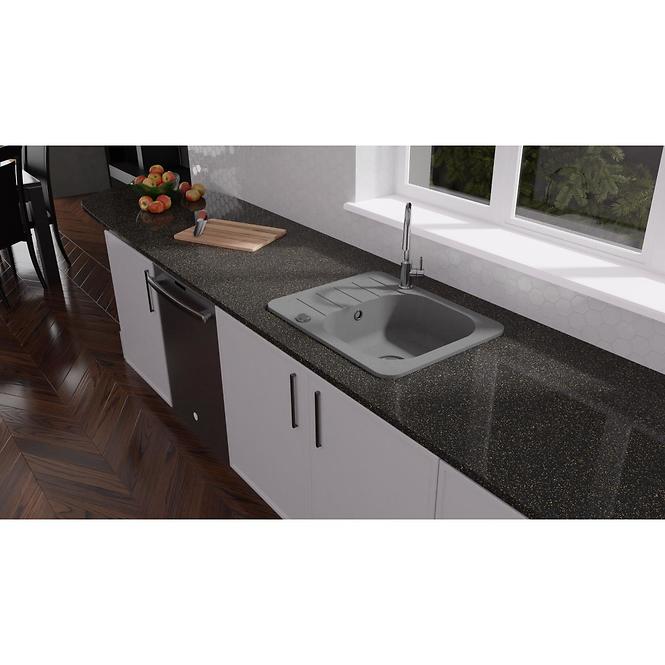 Granitový drez 1K 595x475 sivá,4
