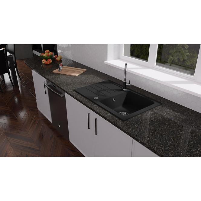 Granitový drez 1K 780x480 čierna,3