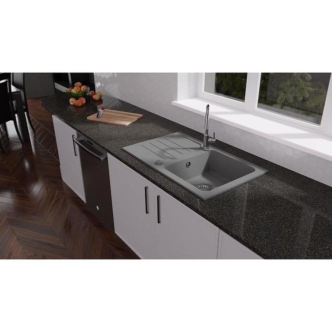 Granitový drez 1K 780x480 sivá,3