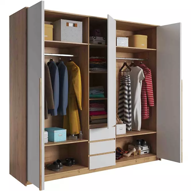 Skriňa 230 cm lišta Led biela/craft,2