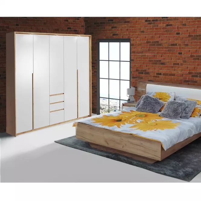 Skriňa 230 cm lišta Led biela/craft,3