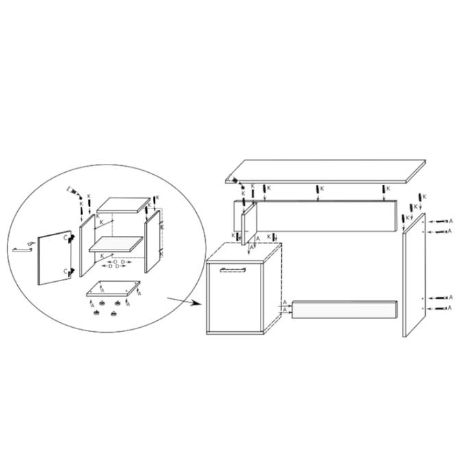 Písací stôl  DSB 01 craft zlatý/biela