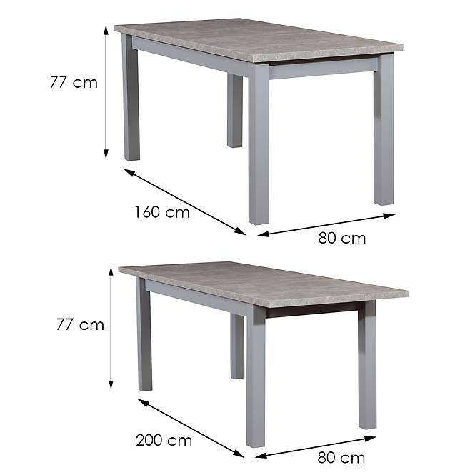 Rozkladací stôl ST28 160/200x80cm beton