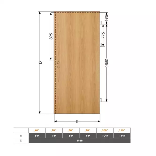 Dvere vnútorné Norma Decor plné 70P dub snežný,5