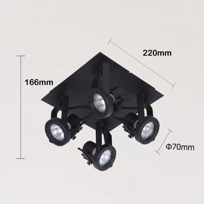 Stropná lampa Medison-4 sandy black PL4,2
