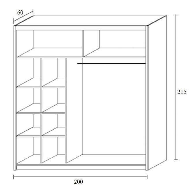 Skriňa Ola 200 cm dub sonoma s zrkadlom,2