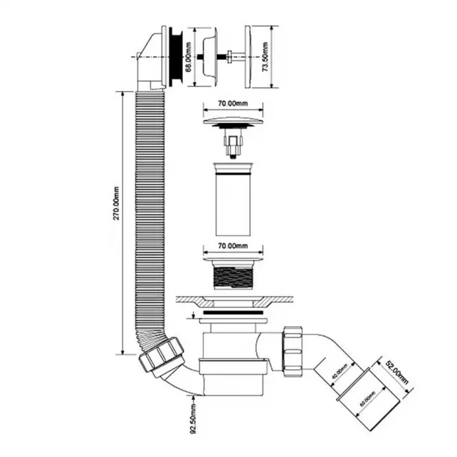 Vaňový sifón HC2600CL,2
