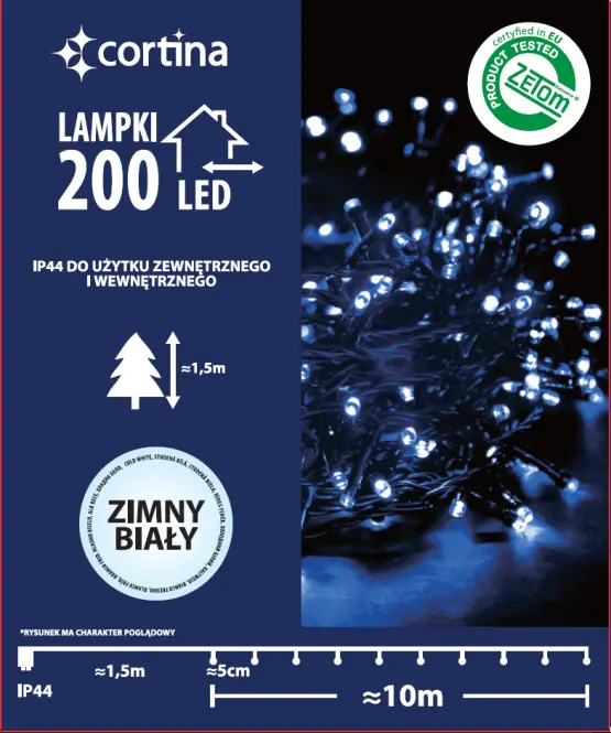 Vianočné svetielka LED 200l na transf. vonkajšie 21/14/LED cw,3