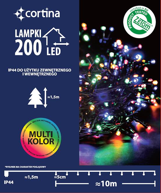 Vianočné svetielka LED 200l na transf. vonkajšie 21/14/LED multi,4