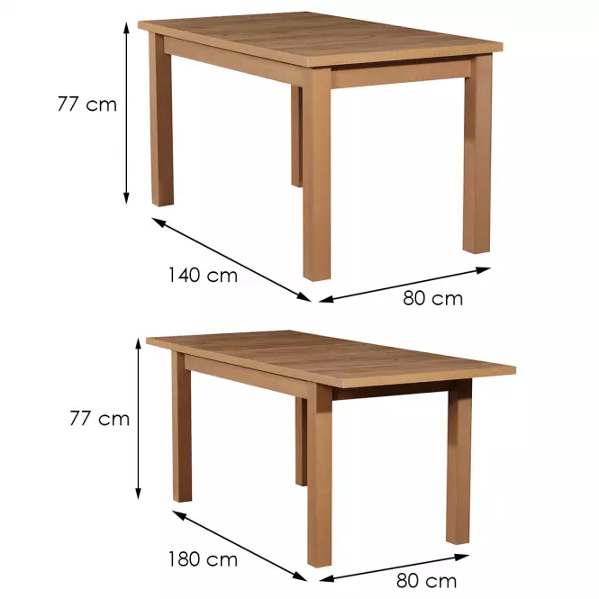 Rozkladací stôl ST28 140/180x80cm dub wotan CC