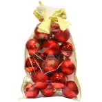 Set 20 gúľ s dekorom v sáčku, 6cm, červené