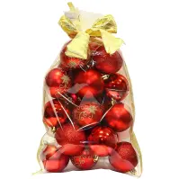 Set 20 gúľ s dekorom v sáčku, 6cm, červené