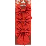 Mašľa 3ks s glitrami - 13cm, červené