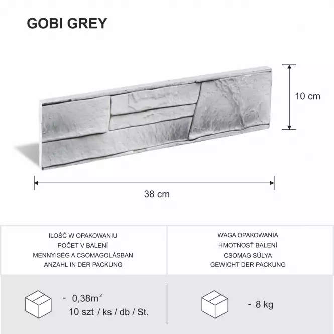 Betónový obkladový kameň Gobi 1 Grey