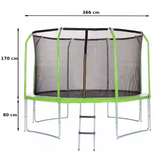 Trampolína COMFORT s rebríkom 366cm zelená,2