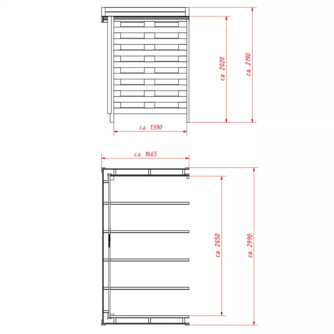 Prístrešok k domčeku Stockholm 1,5x2,72x2,18 m