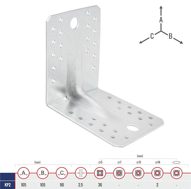 Uholník s Prelisom KP2 105x105x90x2.5