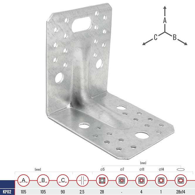 Uholník s Prelisom KP02 105x105x90x2.5