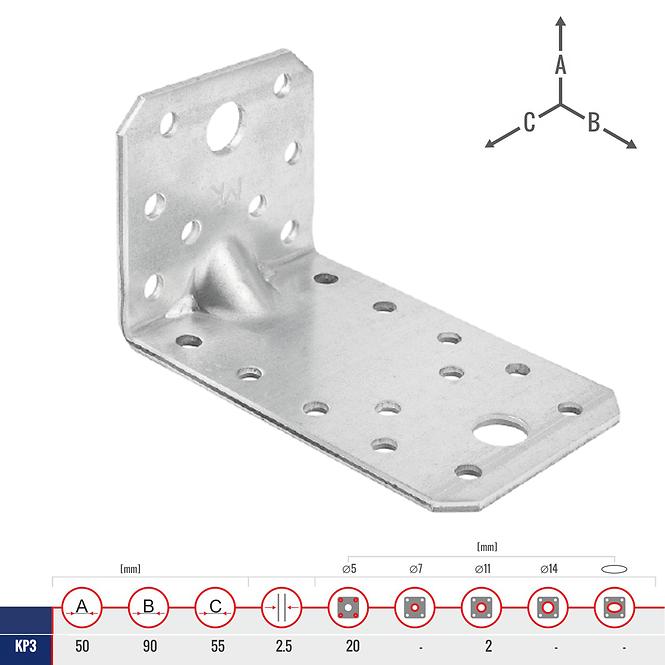 Uholník s Prelisom KP3 50x90x55x2.5