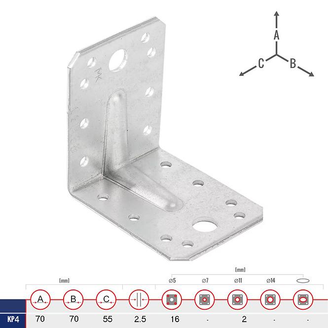Uholník s Prelisom KP4 70x70x55x2.5