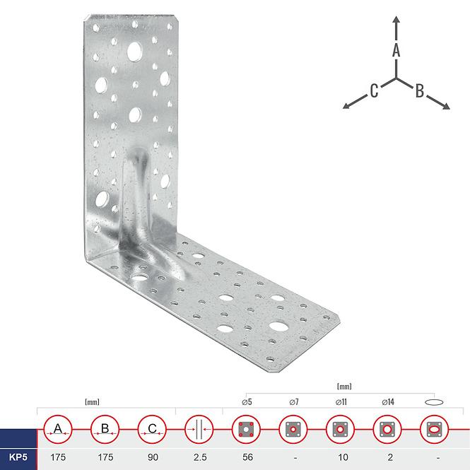 Uholník s Prelisom KP5 175x175x90x2.5
