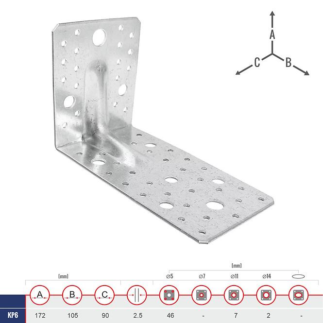Uholník s Prelisom KP6 172x105x90x2.5