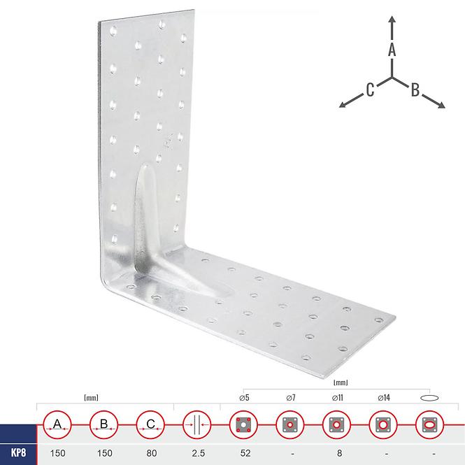 Uholník s Prelisom KP8 150x150x80x2.5