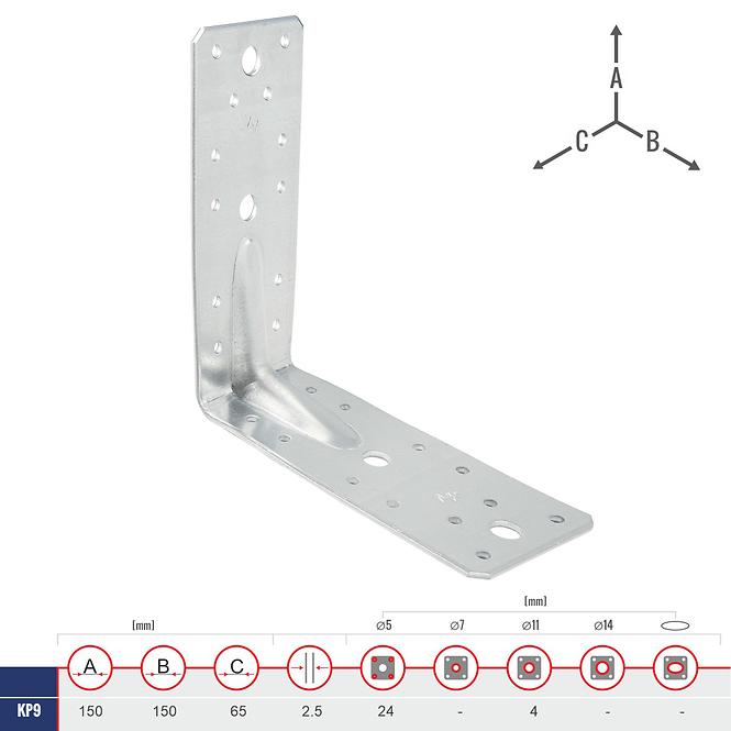 Uholník s Prelisom KP9 150x150x65x2.5
