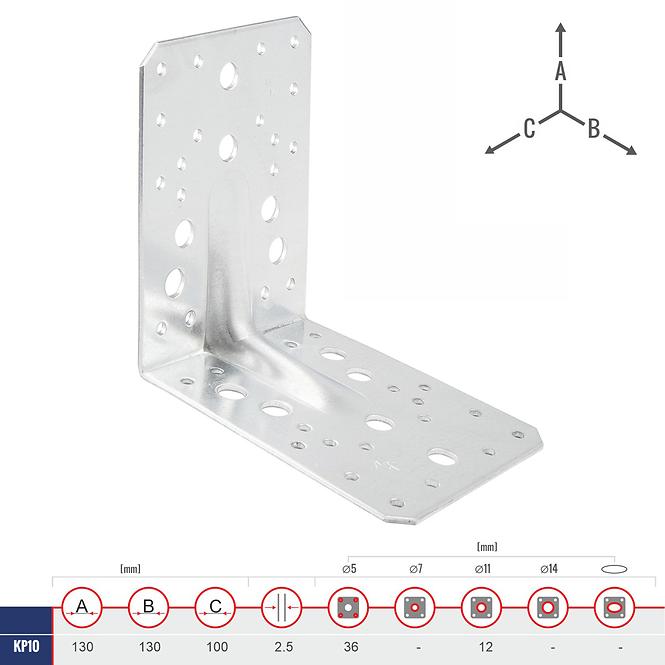Uholník s Prelisom KP10 130x130x100x2.5