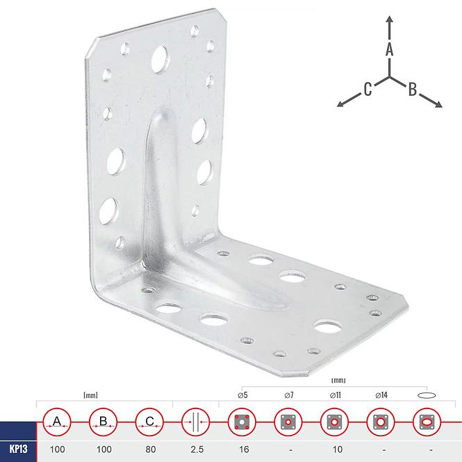 Uholník s Prelisom KP13 100x100x80x2.5