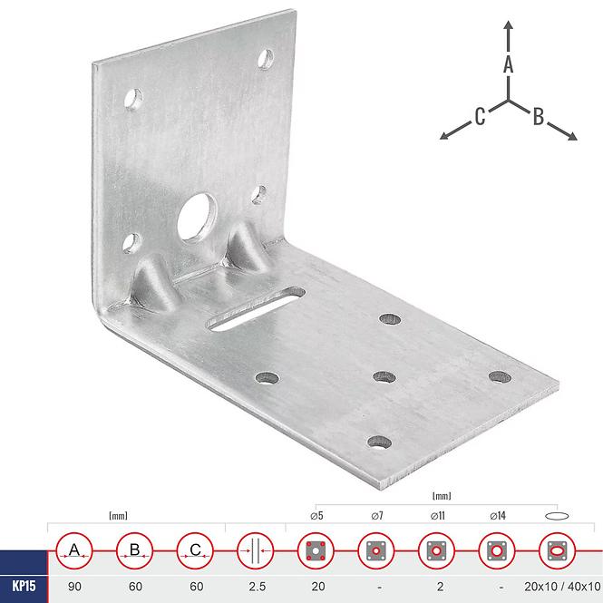 Uholník s Prelisom KP15 90x60x60x2.5