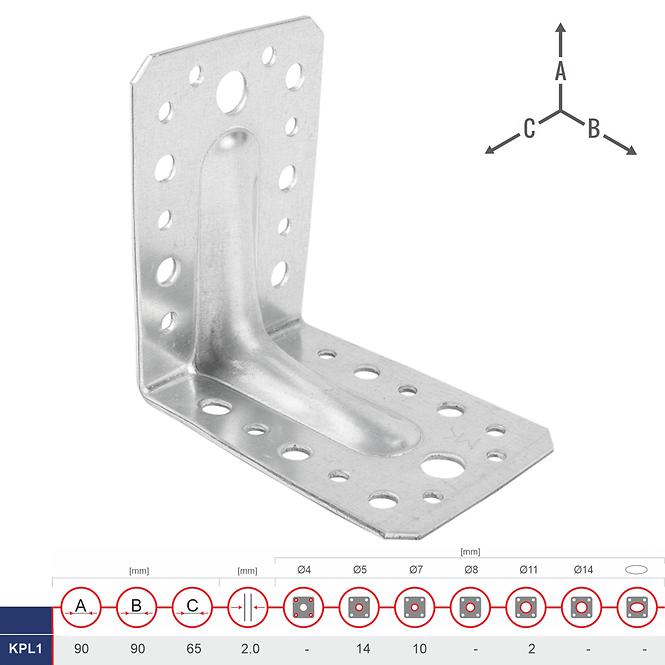 Uholník s Prelisom Ľahké KPL1 90x90x65x2.0
