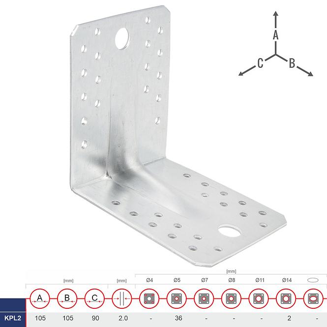 Uholník s Prelisom Ľahké KPL2 105x105x90x2.0