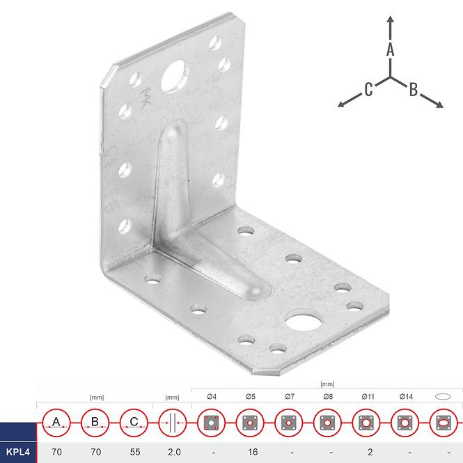 Uholník s Prelisom Ľahké KPL4 70x70x55x2.0