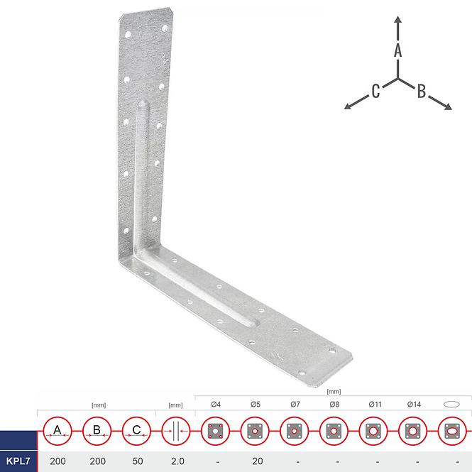 Uholník s Prelisom Ľahké KPL7 200x200x50x2.0